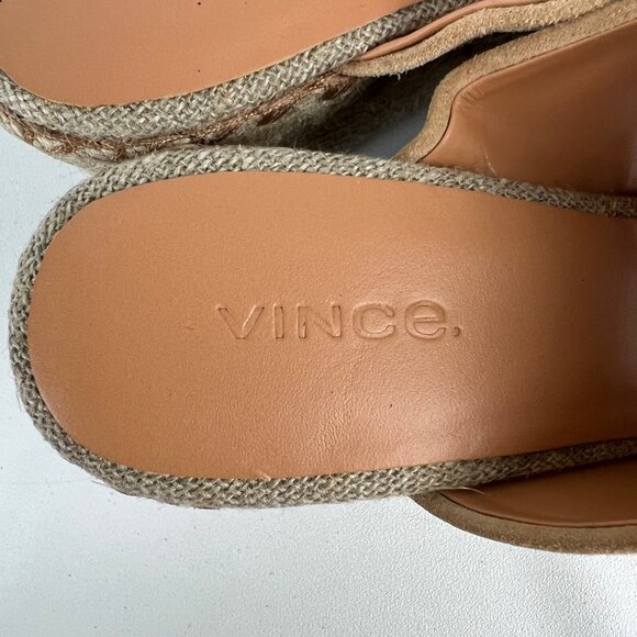 Vince Womens Sutherland Jute Wedge Sandals Brown Tan Suede Leather size 6M - Picture 12 of 16